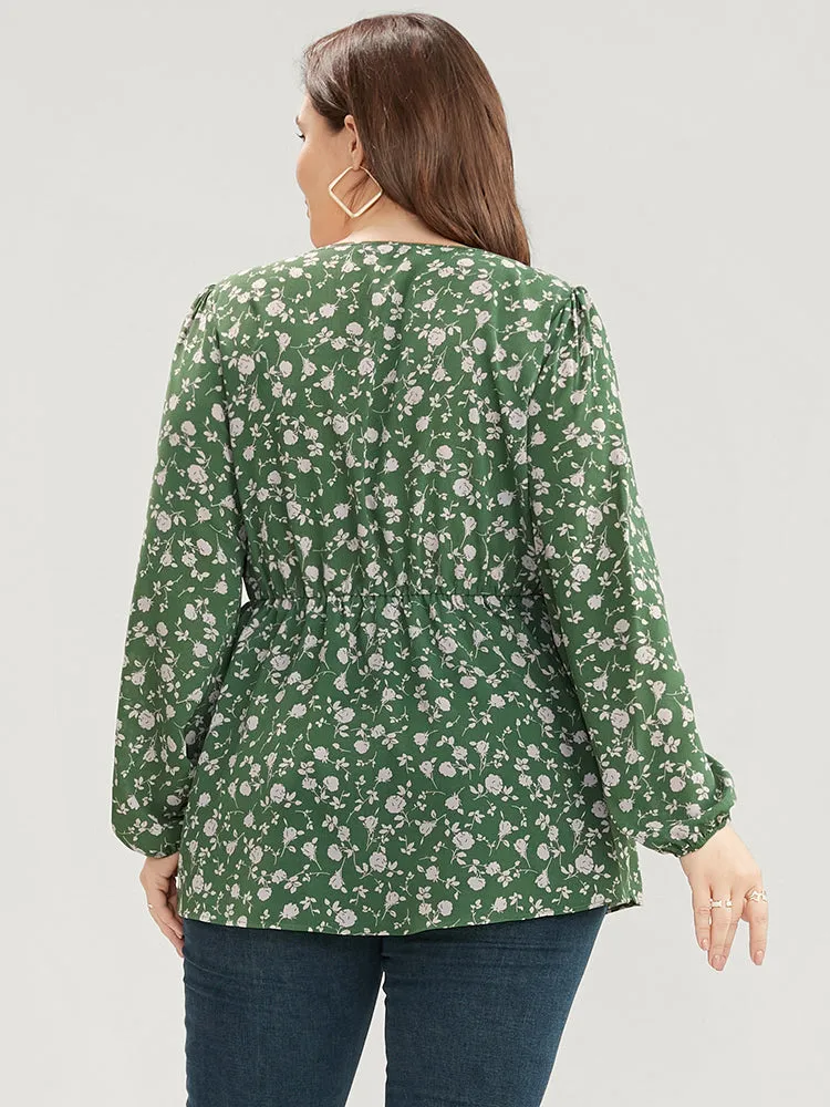 Ditsy Floral V Neck Lantern Sleeve Blouse sold by Bloomchic product image thumbnail 5
