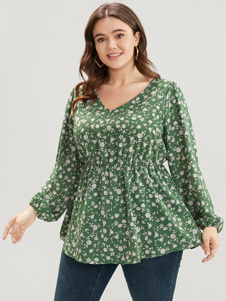 Ditsy Floral V Neck Lantern Sleeve Blouse sold by Bloomchic product image thumbnail 3