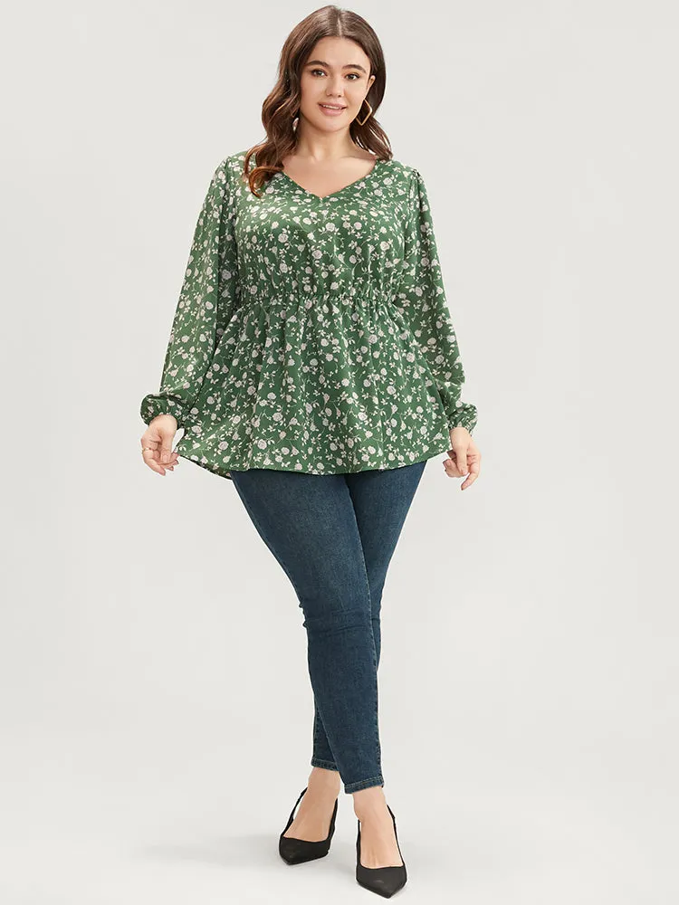 Ditsy Floral V Neck Lantern Sleeve Blouse sold by Bloomchic product image thumbnail 4