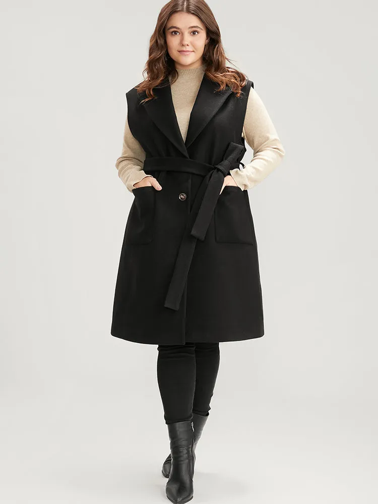 Solid Suit Collar Pocket Belted Sleeveless Vest sold by Bloomchic product image thumbnail 3