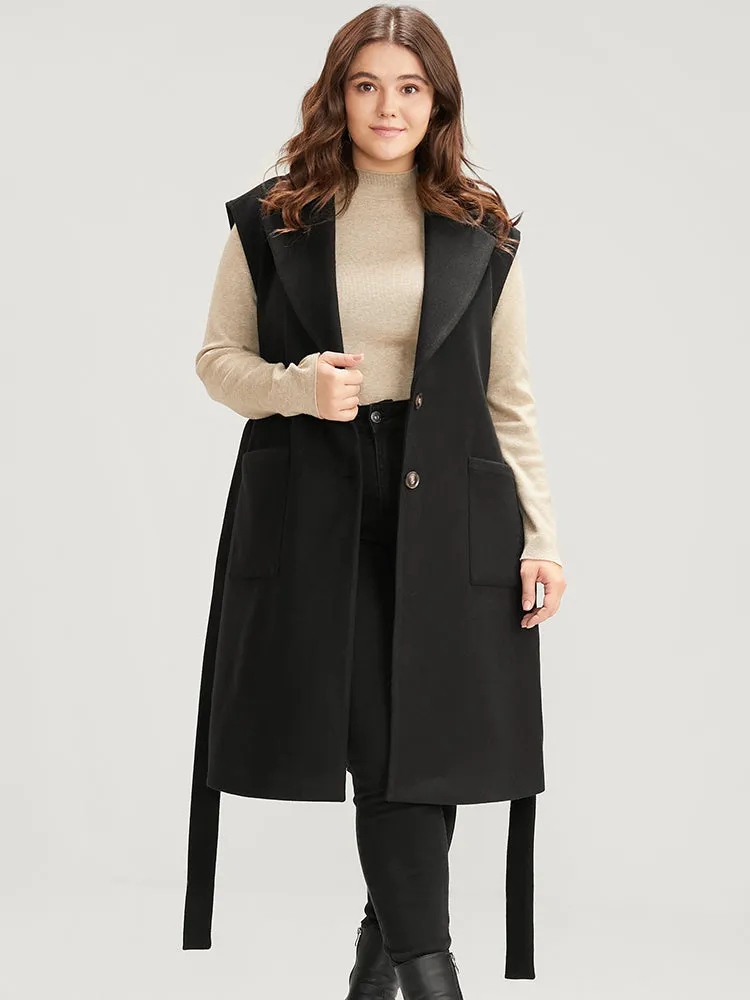 Solid Suit Collar Pocket Belted Sleeveless Vest sold by Bloomchic product image thumbnail 4