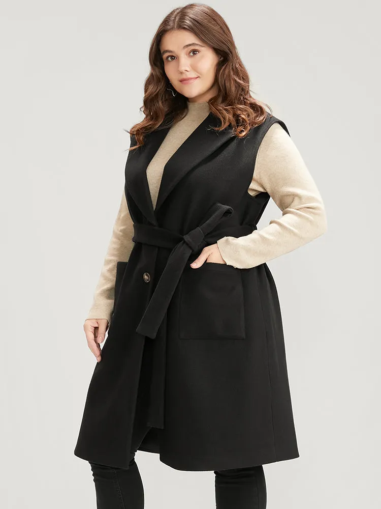 Solid Suit Collar Pocket Belted Sleeveless Vest sold by Bloomchic product image thumbnail 5