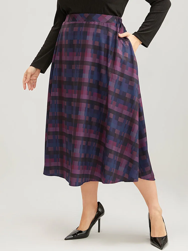 Plaid Contrast Elastic Waist Pocket Skirt sold by Bloomchic product image thumbnail 4