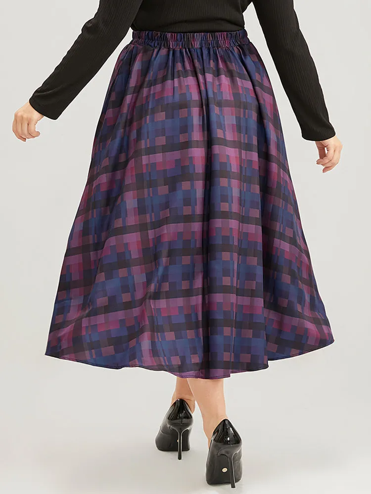 Plaid Contrast Elastic Waist Pocket Skirt sold by Bloomchic product image thumbnail 5