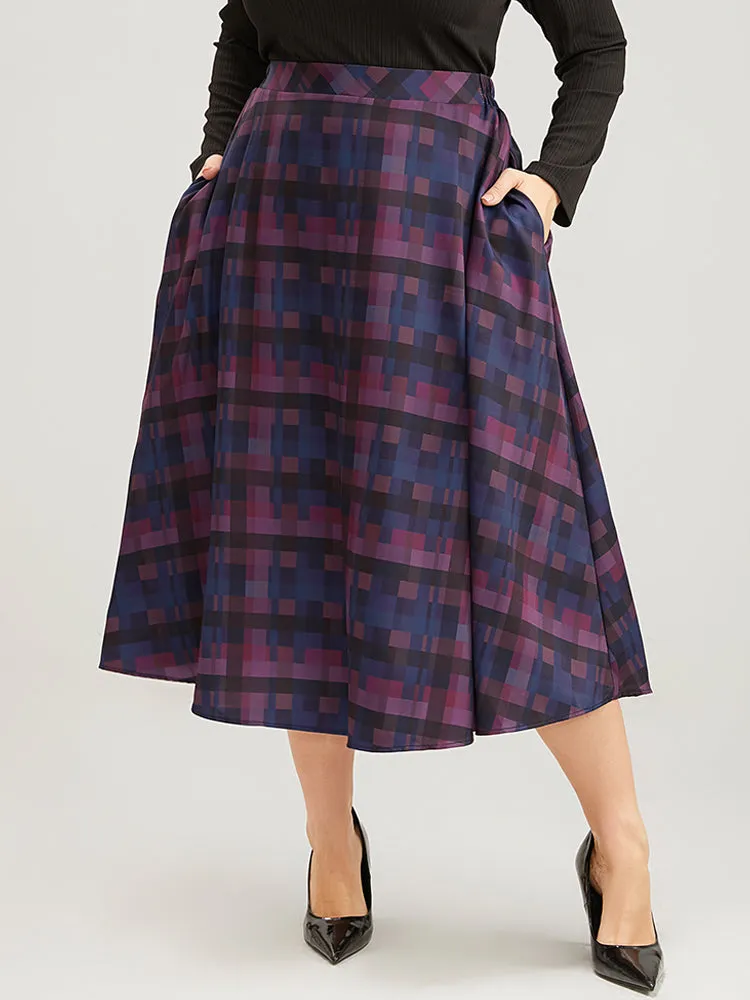 Plaid Contrast Elastic Waist Pocket Skirt sold by Bloomchic product image thumbnail 2