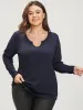 Solid Notched Rib Knit Long Tee sold by Bloomchic