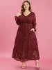 Solid Crochet Lace Lantern Sleeve Pocket Flutter Maxi Dress sold by Bloomchic