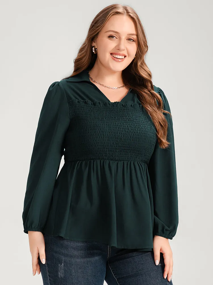 Solid Lantern Sleeve Shirred Ruffles Blouse sold by Bloomchic product image thumbnail 4