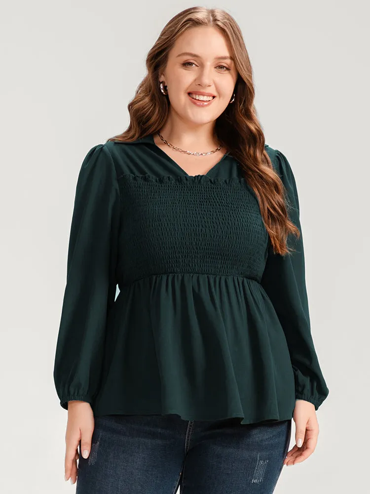 Solid Lantern Sleeve Shirred Ruffles Blouse sold by Bloomchic product image thumbnail 5