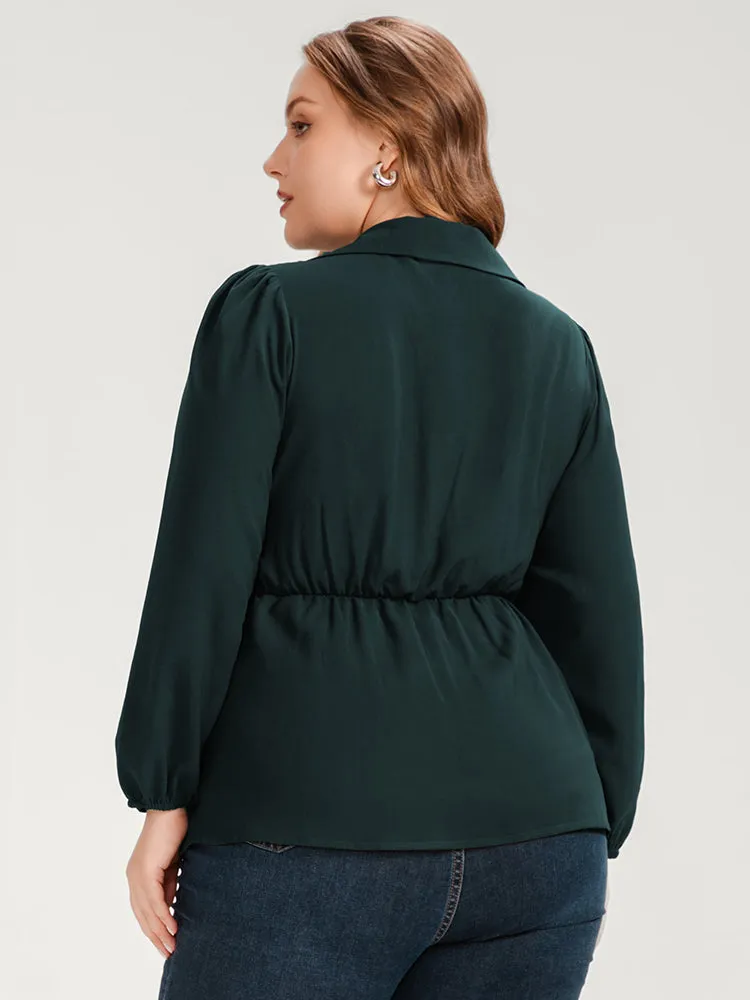 Solid Lantern Sleeve Shirred Ruffles Blouse sold by Bloomchic product image thumbnail 3