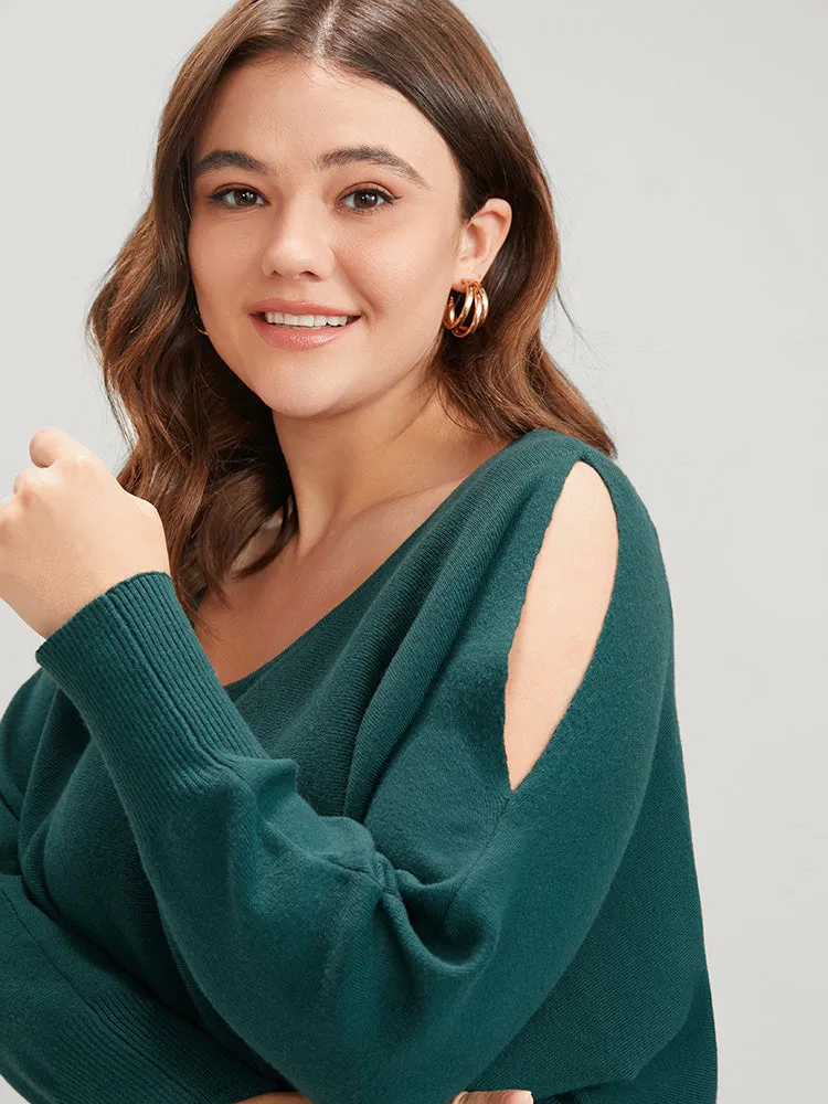 Solid Soft Sexy Yarn Knit Dolman Sleeve Cold Shoulder Knit Top sold by Bloomchic product image thumbnail 4