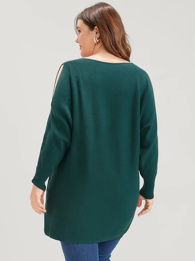 Solid Soft Sexy Yarn Knit Dolman Sleeve Cold Shoulder Knit Top sold by Bloomchic product image thumbnail 5