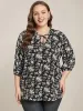 Floral Print Lantern Sleeve Tie V Neck Blouse sold by Bloomchic