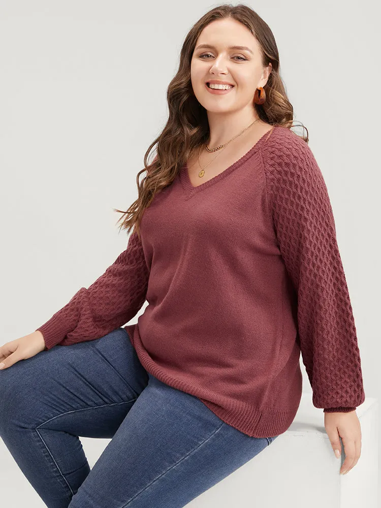 Solid Pointelle Knit Lantern Sleeve Knit Top sold by Bloomchic
