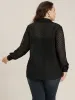 Geometric Mesh Button Up Textured Blouse With Cami Top sold by Bloomchic