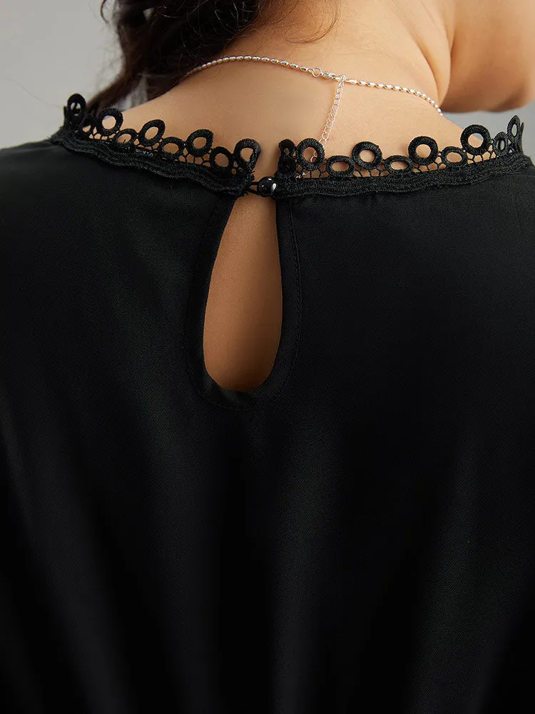 Plain Ruffles Elastic Waist Lace Patchwork Blouse sold by Bloomchic product image thumbnail 5