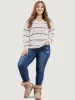 Striped Contrast Super Soft Plush Knit V Neck Knit Top sold by Bloomchic