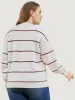 Striped Contrast Super Soft Plush Knit V Neck Knit Top sold by Bloomchic
