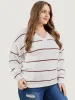 Striped Contrast Super Soft Plush Knit V Neck Knit Top sold by Bloomchic