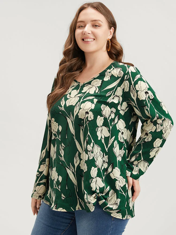 Floral Printed V Neck Blouse sold by Bloomchic