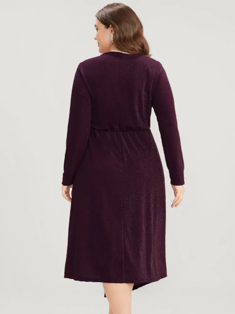 Sequin Wrap Knotted Side Pocket Asymmetrical Hem Dress sold by Bloomchic product image thumbnail 5