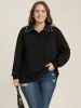 Solid Button Up Pearl Beaded Polo Neck Sweatshirt sold by Bloomchic