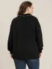 Solid Button Up Pearl Beaded Polo Neck Sweatshirt sold by Bloomchic