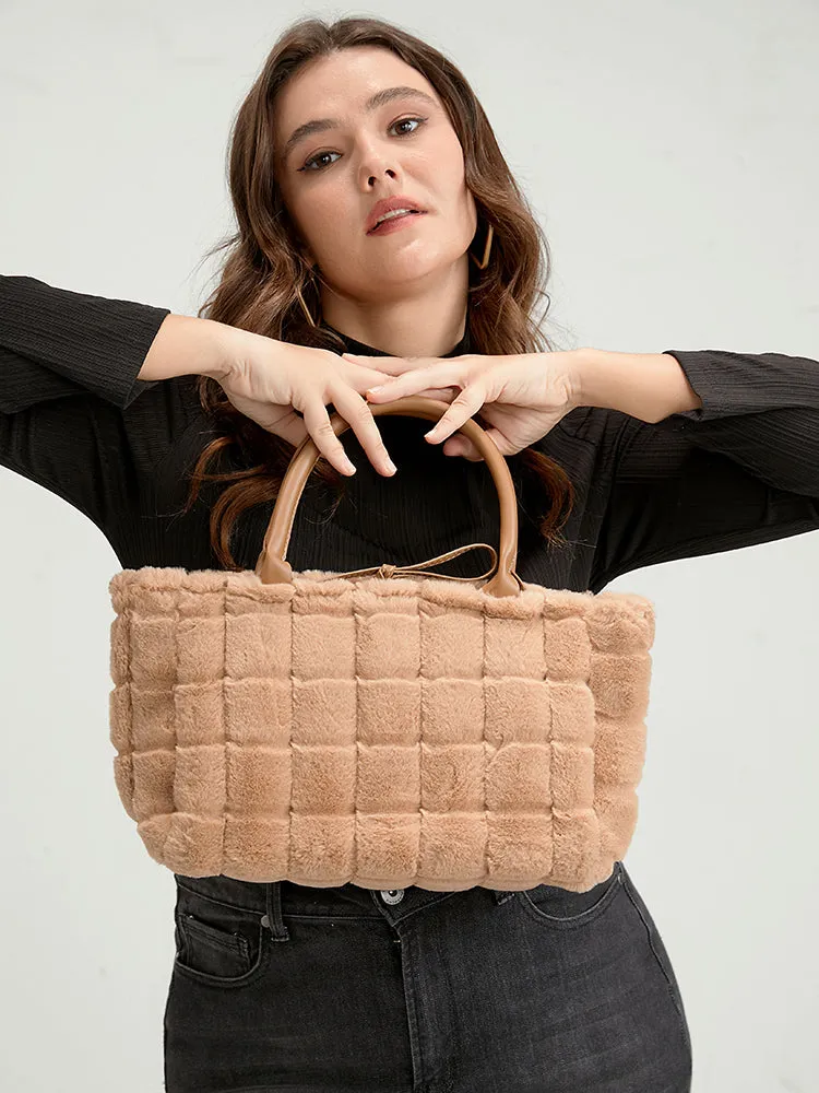 Minimalist Fluffy Shoulder Tote Bag sold by Bloomchic product image thumbnail 4