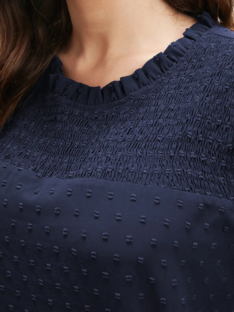 Polka Dot Frill Trim Shirred Keyhole Blouse sold by Bloomchic product image thumbnail 5