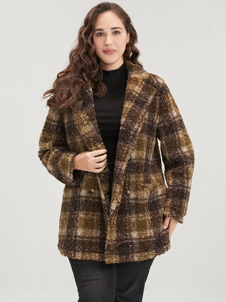 Plaid Pocket Double Breasted Teddy Coat sold by Bloomchic product image thumbnail 2