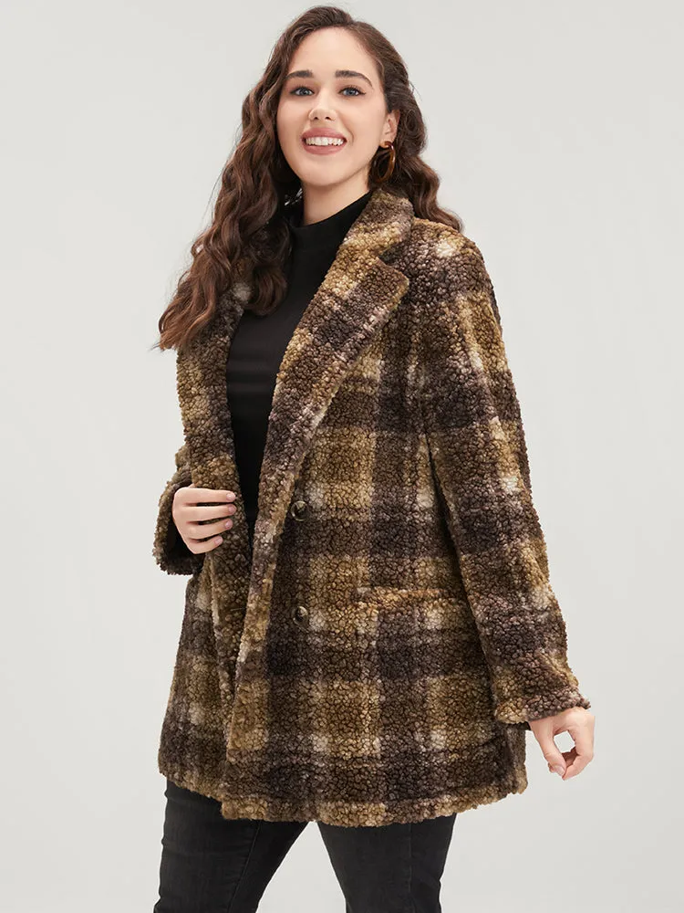 Plaid Pocket Double Breasted Teddy Coat sold by Bloomchic product image thumbnail 3