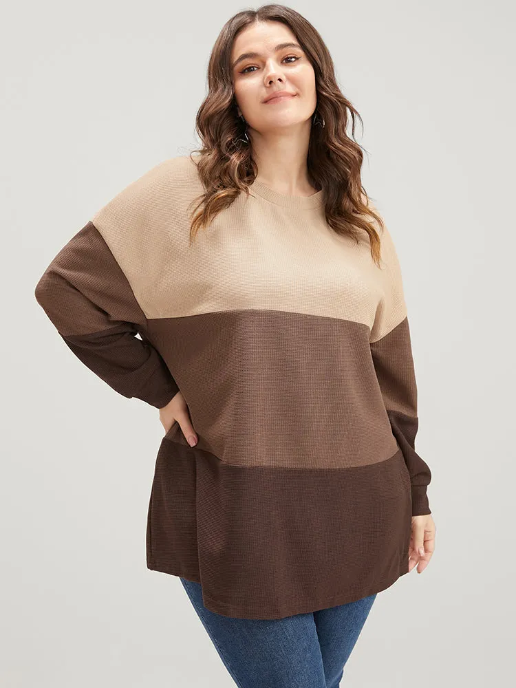 Colorblock Contrast Round Neck Drop Shoulder Sweatshirt sold by Bloomchic product image thumbnail 2