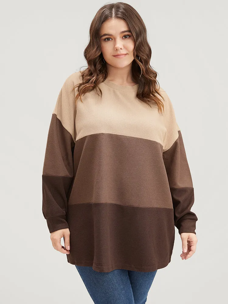 Colorblock Contrast Round Neck Drop Shoulder Sweatshirt sold by Bloomchic product image thumbnail 3