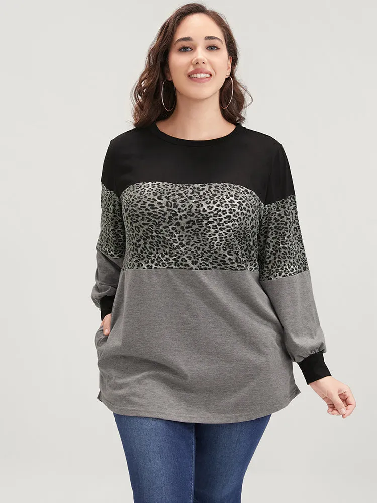 Leopard Contrast Drop Shoulder Sweatshirt sold by Bloomchic product image thumbnail 3