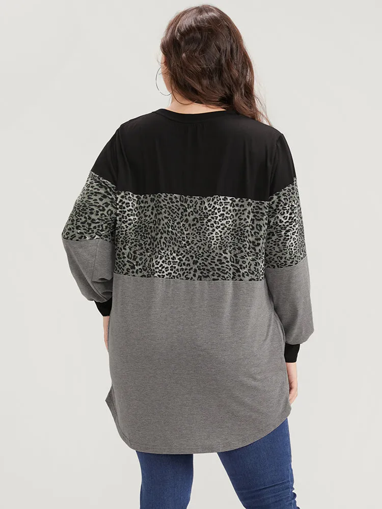Leopard Contrast Drop Shoulder Sweatshirt sold by Bloomchic product image thumbnail 4