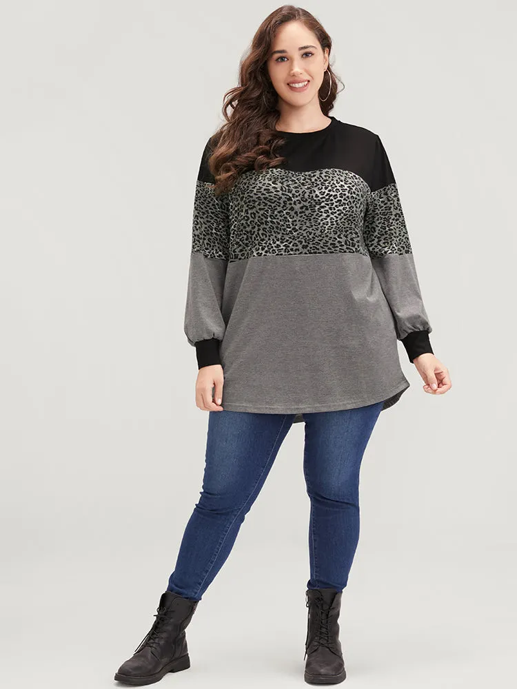 Leopard Contrast Drop Shoulder Sweatshirt sold by Bloomchic product image thumbnail 5