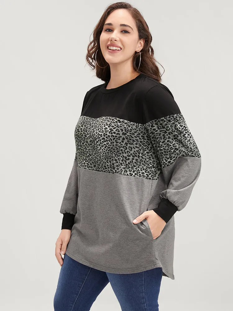 Leopard Contrast Drop Shoulder Sweatshirt sold by Bloomchic product image thumbnail 2