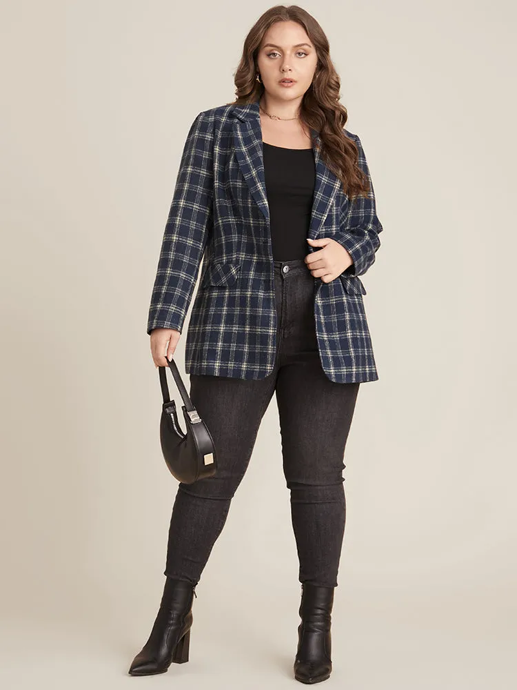 Plaid Contrast Suit Collar Button Through Flap Pocket Blazer sold by Bloomchic product image thumbnail 4