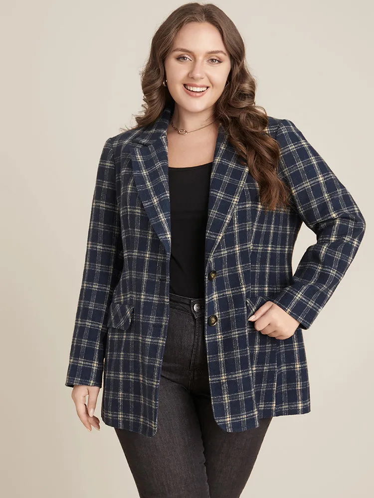 Plaid Contrast Suit Collar Button Through Flap Pocket Blazer sold by Bloomchic product image thumbnail 5