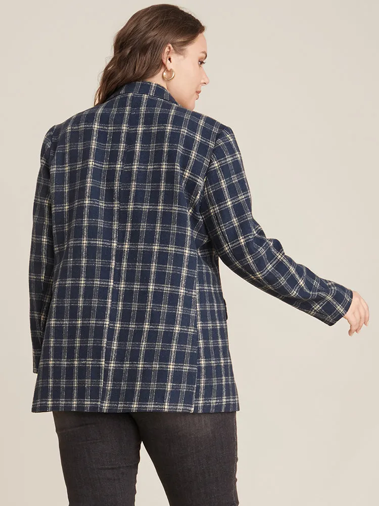 Plaid Contrast Suit Collar Button Through Flap Pocket Blazer sold by Bloomchic product image thumbnail 2