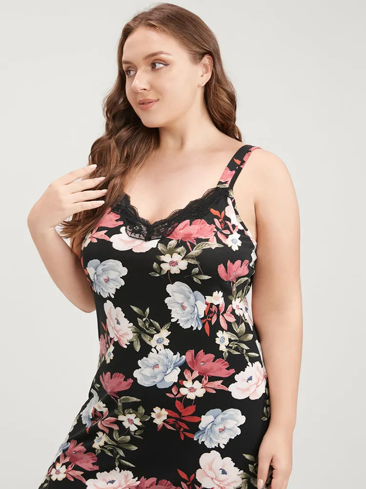 Floral Print Lace Trim Cami Night Dress sold by Bloomchic product image thumbnail 5