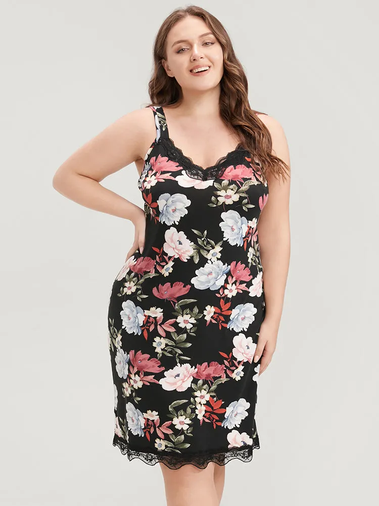 Floral Print Lace Trim Cami Night Dress sold by Bloomchic product image thumbnail 4