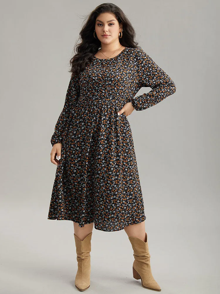 Ditsy Floral Pocket Lantern Sleeve Knee Dress sold by Bloomchic product image thumbnail 3