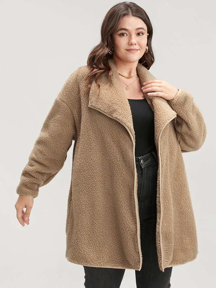 Solid Pocket Open Front Teddy Coat sold by Bloomchic product image thumbnail 2