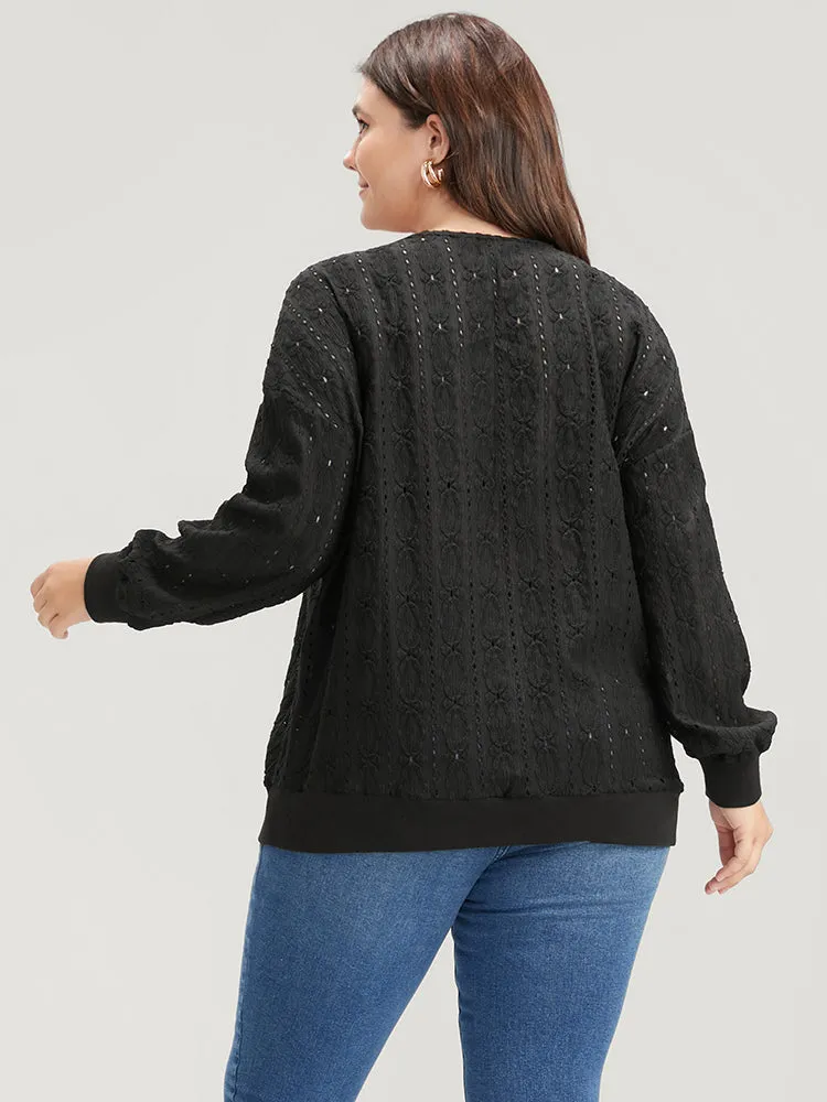 Solid Wrap Eyelet Lace Sweatshirt sold by Bloomchic product image thumbnail 5
