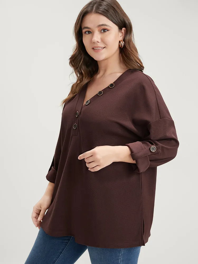 Solid Cuffed Sleeve Split Hem Long Tee sold by Bloomchic product image thumbnail 3