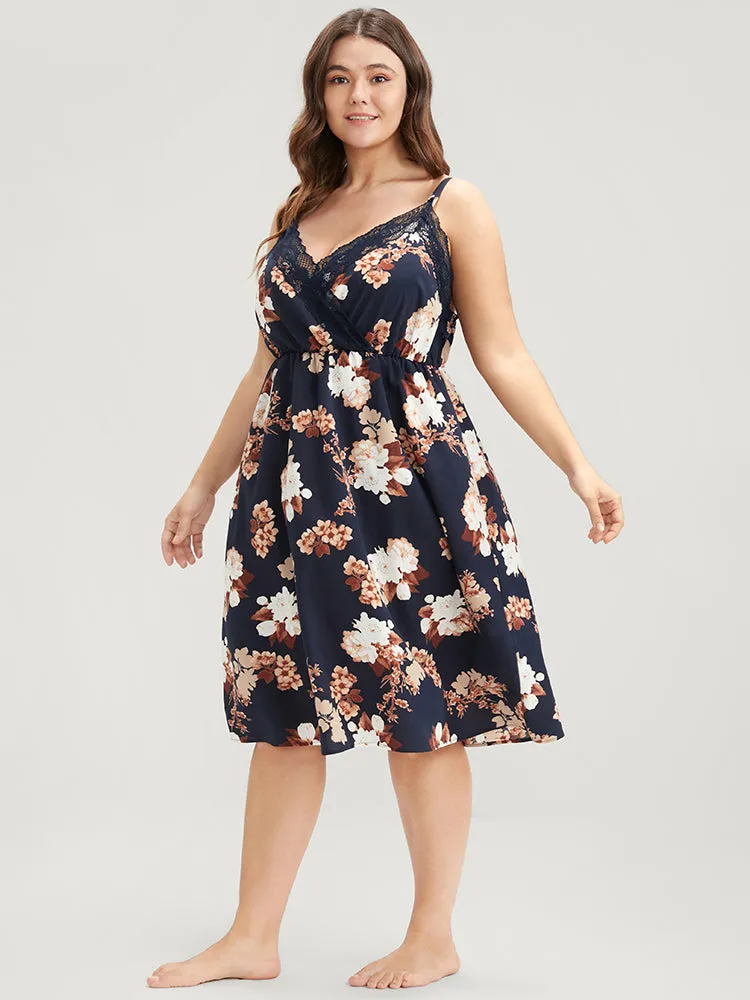Floral Wrap Lace Trim Cami Night Dress sold by Bloomchic product image thumbnail 3