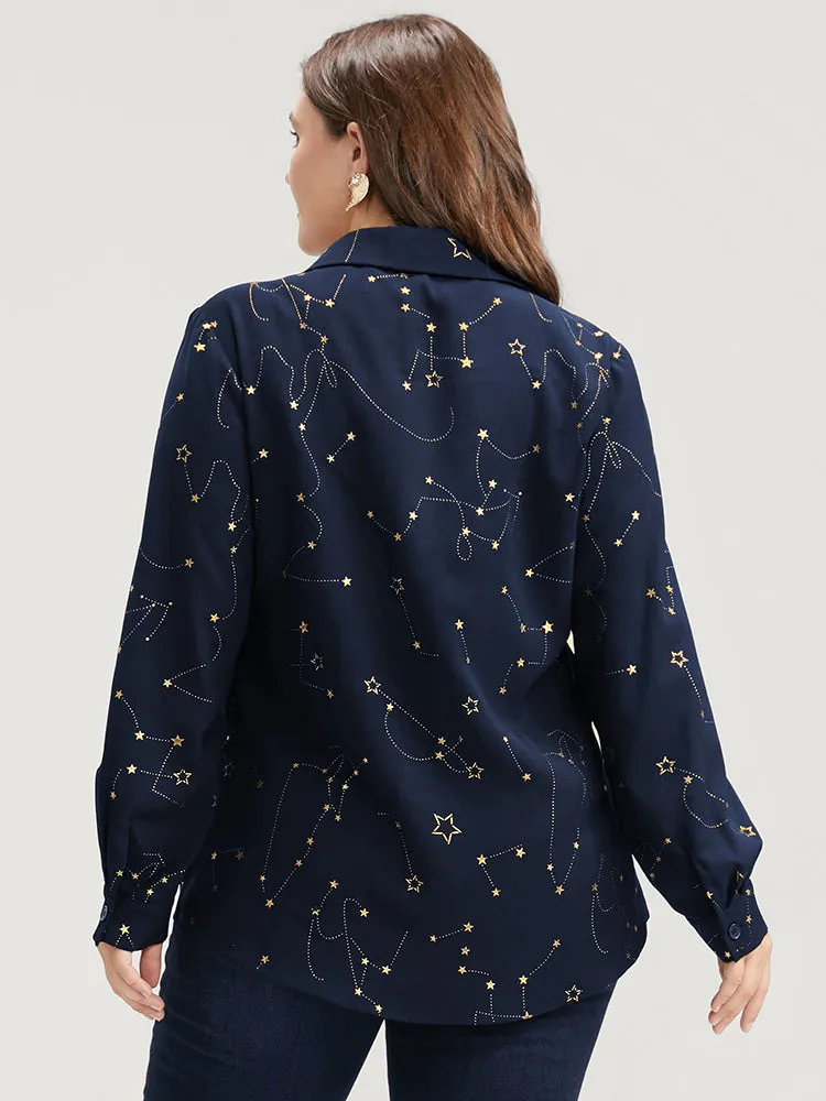 Star Print Button Up Arc Hem Blouse sold by Bloomchic product image thumbnail 5