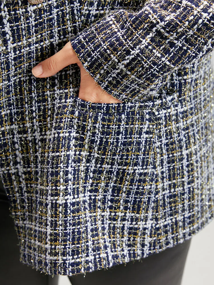 Plaid Tweed Pocket Suit Collar Blazer sold by Bloomchic product image thumbnail 4