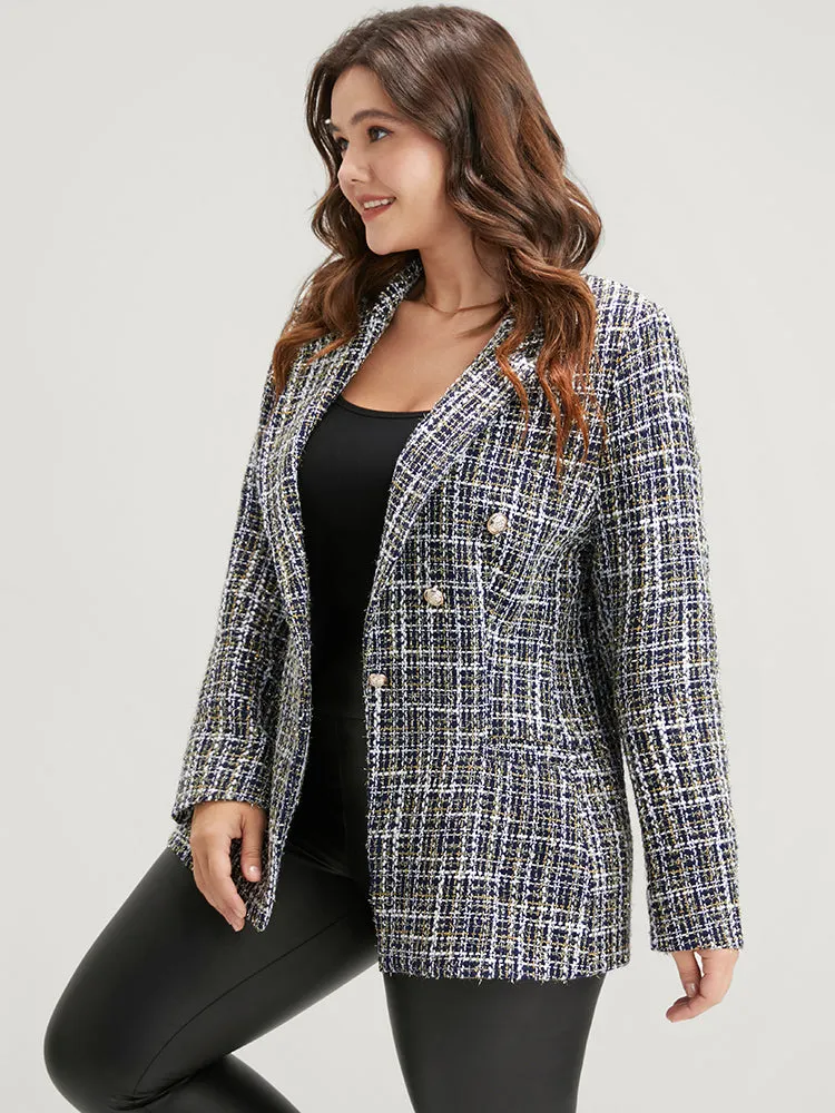 Plaid Tweed Pocket Suit Collar Blazer sold by Bloomchic product image thumbnail 2